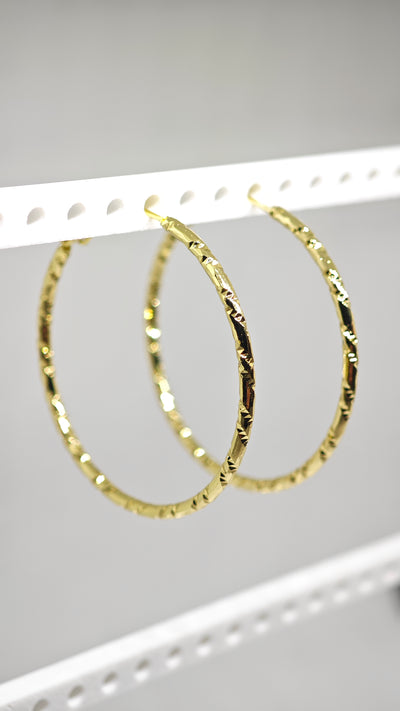 Veluare Prestige 14K Gold Faset Kesim Büyük Boy Halka Küpe