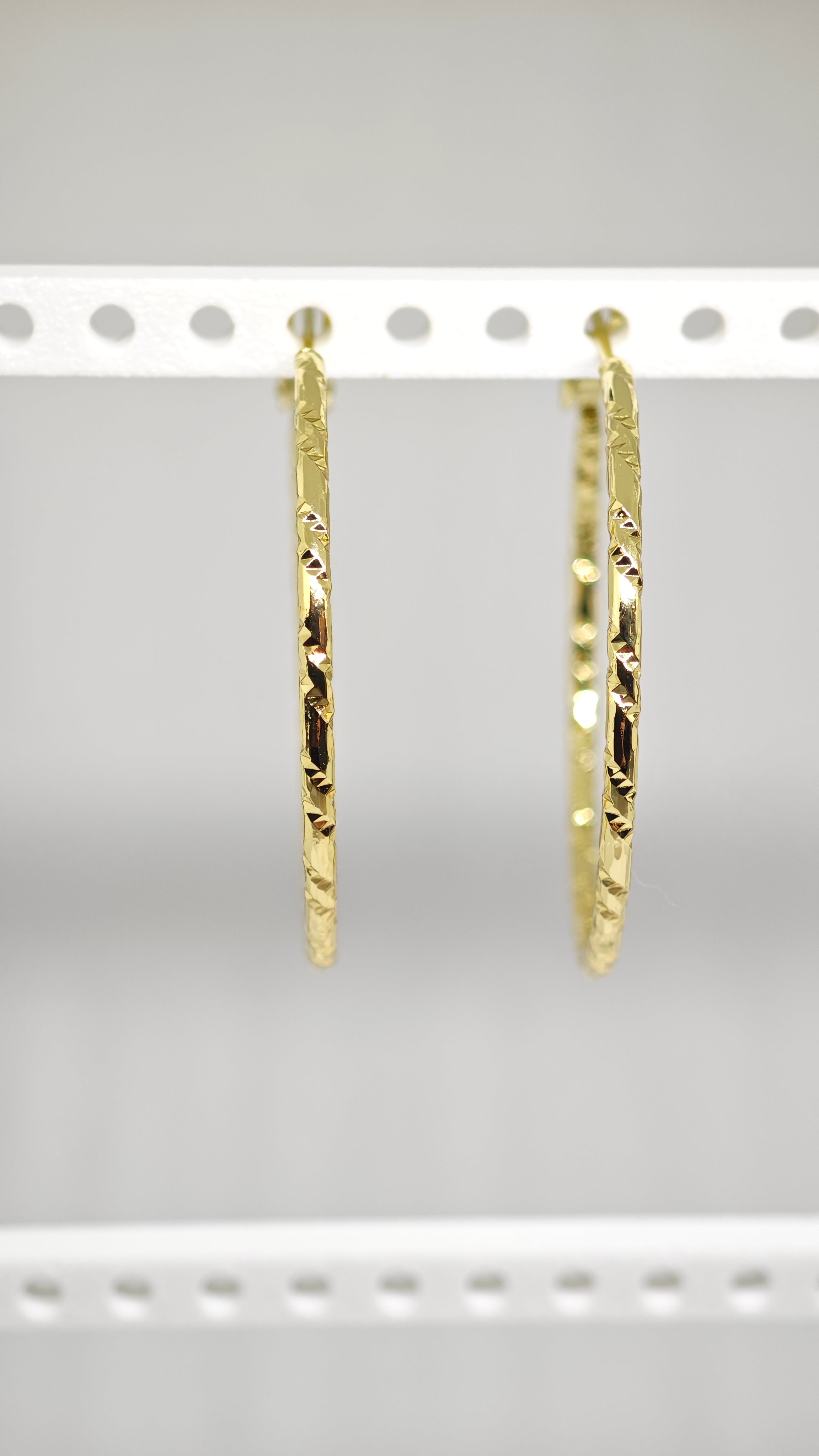 Veluare Prestige 14K Gold Faset Kesim Büyük Boy Halka Küpe