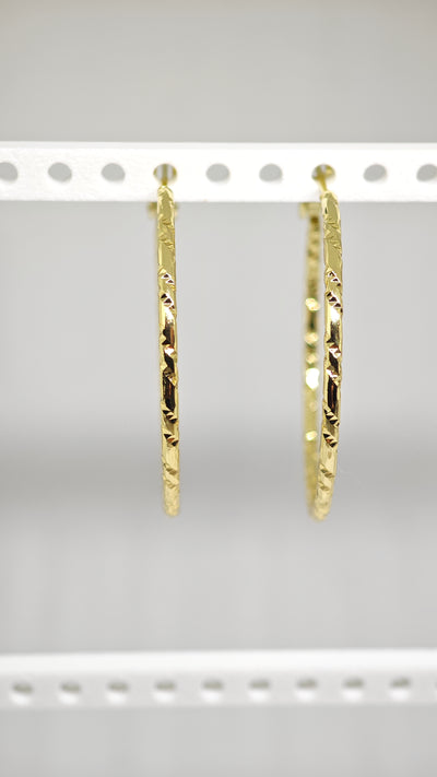 Veluare Prestige 14K Gold Faset Kesim Büyük Boy Halka Küpe