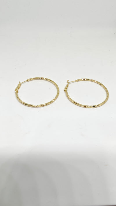 Veluare Prestige 14K Gold Faset Kesim Büyük Boy Halka Küpe
