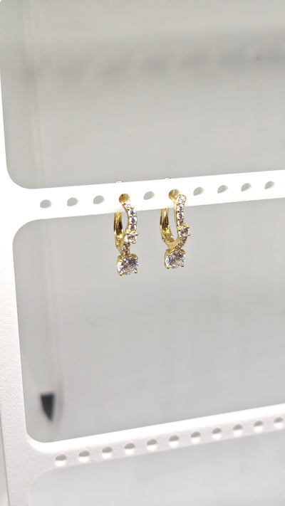 Veluare Prestige 14K Gold Zirkon Tek Taş-Taşlı Küpe
