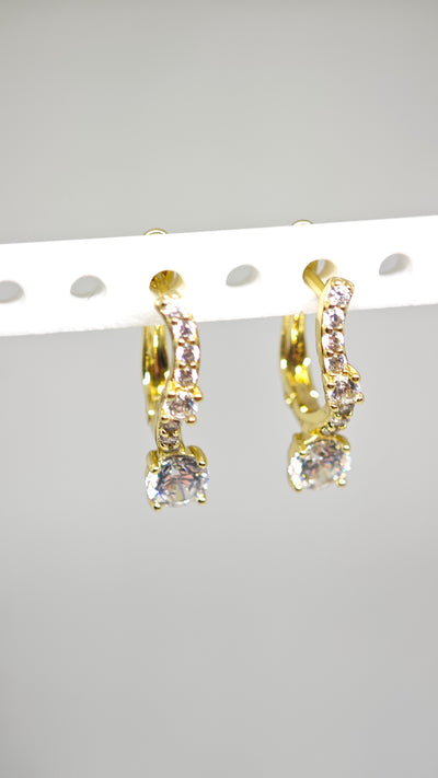 Veluare Prestige 14K Gold Zirkon Tek Taş-Taşlı Küpe