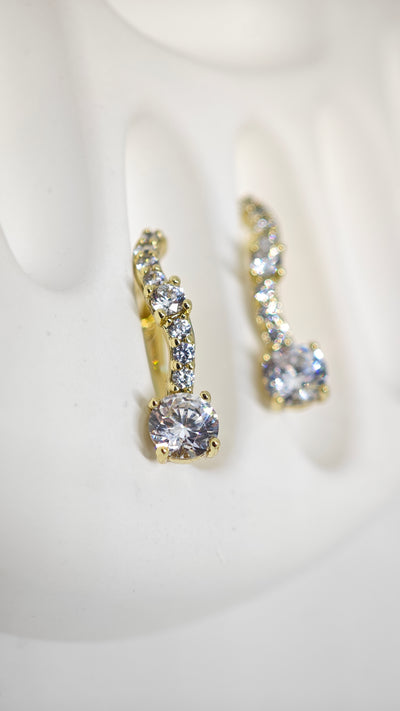 Veluare Prestige 14K Gold Zirkon Tek Taş-Taşlı Küpe