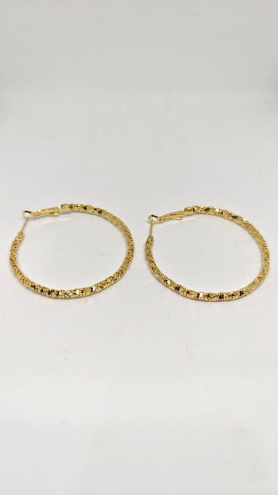 Veluare Privé 14K Gold Işıltılı Büyük Boy Halka Küpe