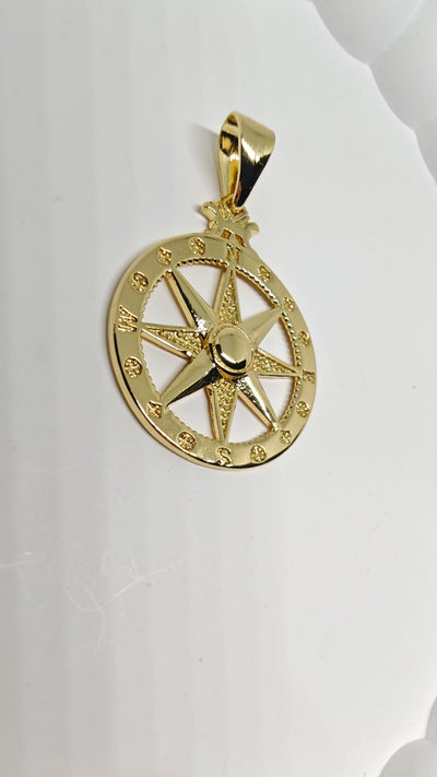 Veluare Royal 14K Pusula Model Madalyon Kolye Ucu