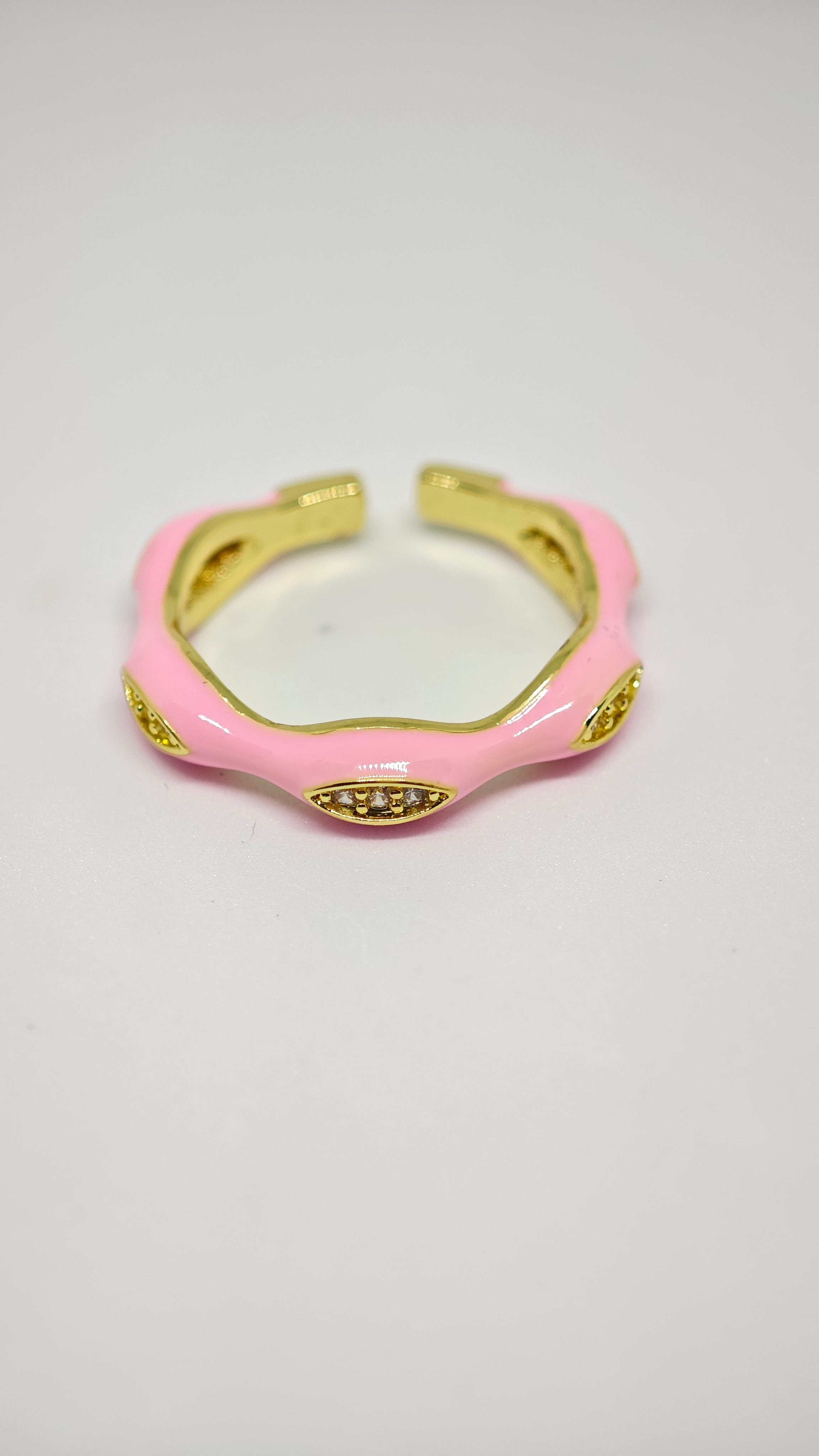 Veluare Privé 14K Pembe Mineli Dalgalı Markiz Taşlı Yüzük