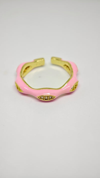 Veluare Privé 14K Pembe Mineli Dalgalı Markiz Taşlı Yüzük